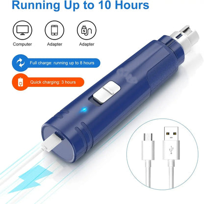 LED Dog Nail Grinder – Quiet & Rechargeable Pet Nail Trimmer with 2-Speed Motor and Safety Light