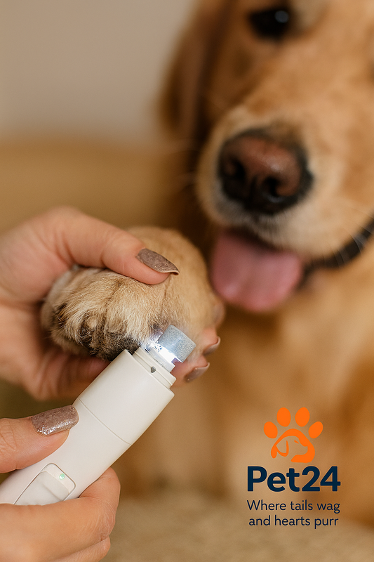 LED Dog Nail Grinder – Quiet & Rechargeable Pet Nail Trimmer with 2-Speed Motor and Safety Light