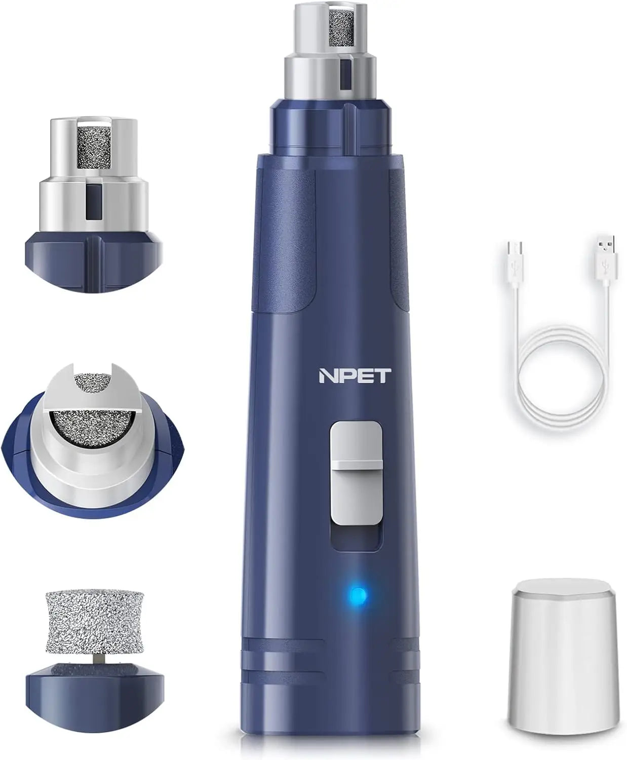 LED Dog Nail Grinder – Quiet & Rechargeable Pet Nail Trimmer with 2-Speed Motor and Safety Light